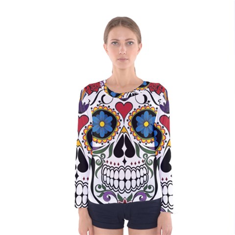 Cranium Sugar Skull Women s Long Sleeve Tee by StarvingArtisan