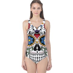 Cranium Sugar Skull One Piece Swimsuit by StarvingArtisan