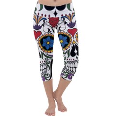 Cranium Sugar Skull Capri Yoga Leggings by StarvingArtisan