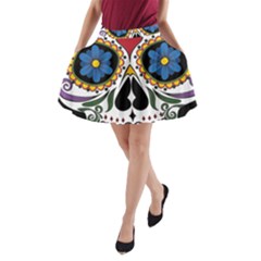 Cranium Sugar Skull A-line Pocket Skirt by StarvingArtisan