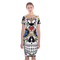 Cranium Sugar Skull Classic Short Sleeve Midi Dress by StarvingArtisan