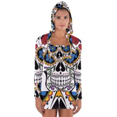 Cranium Sugar Skull Long Sleeve Hooded T-shirt by StarvingArtisan