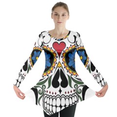 Cranium Sugar Skull Long Sleeve Tunic  by StarvingArtisan