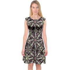 Dark Tropical Pattern Capsleeve Midi Dress by dflcprints