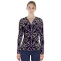 Dark Tropical Pattern V-Neck Long Sleeve Top View1