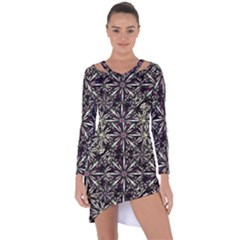 Dark Tropical Pattern Asymmetric Cut-out Shift Dress by dflcprints