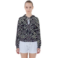 Dark Tropical Pattern Women s Tie Up Sweat