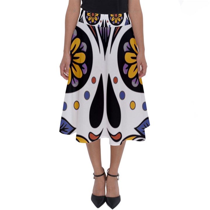 Sugar Skull Perfect Length Midi Skirt