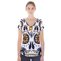 Sugar Skull Short Sleeve Front Detail Top by StarvingArtisan