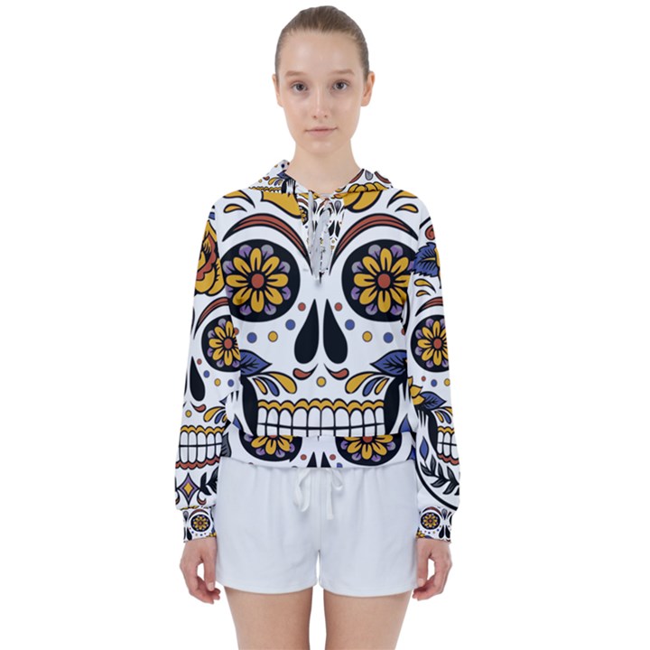 Sugar Skull Women s Tie Up Sweat