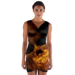 Laughing Skull Wrap Front Bodycon Dress