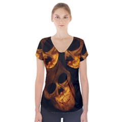 Laughing Skull Short Sleeve Front Detail Top by StarvingArtisan