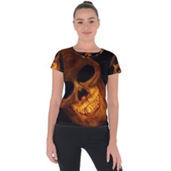 Laughing Skull Short Sleeve Sports Top  by StarvingArtisan