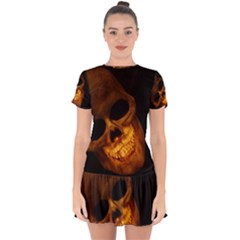 Laughing Skull Drop Hem Mini Chiffon Dress by StarvingArtisan