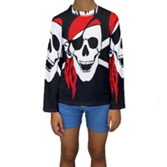 Pirate Skull Kids  Long Sleeve Swimwear by StarvingArtisan