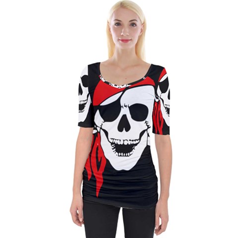 Pirate Skull Wide Neckline Tee by StarvingArtisan