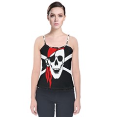 Pirate Skull Velvet Spaghetti Strap Top