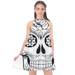 Sugar Skull Halter Neckline Chiffon Dress  by StarvingArtisan