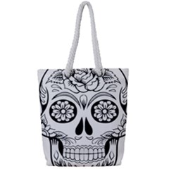 Sugar Skull Full Print Rope Handle Tote (small) by StarvingArtisan