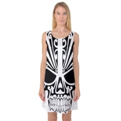 Tribal Sugar Skull Sleeveless Satin Nightdress