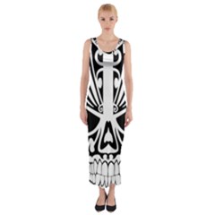 Tribal Sugar Skull Fitted Maxi Dress by StarvingArtisan