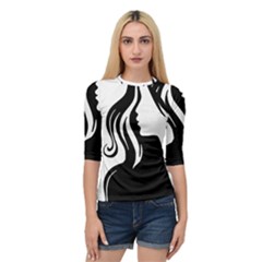 Long Haired Sexy Woman  Quarter Sleeve Raglan Tee