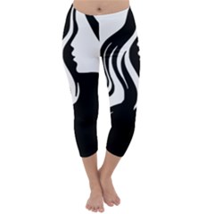 Long Haired Sexy Woman  Capri Winter Leggings 