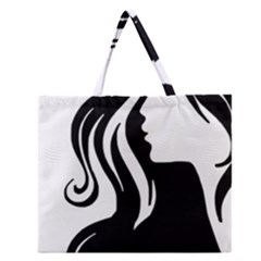 Long Haired Sexy Woman  Zipper Large Tote Bag