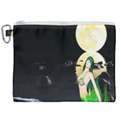 Sexy Mermaid In The Moonlight Canvas Cosmetic Bag (xxl) by StarvingArtisan