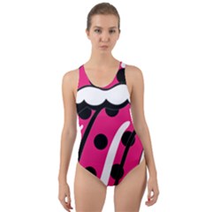 Pink Tongue Cut-out Back One Piece Swimsuit by StarvingArtisan