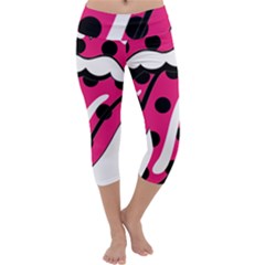 Pink Tongue Capri Yoga Leggings by StarvingArtisan