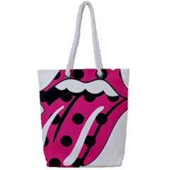 Pink Tongue Full Print Rope Handle Tote (small) by StarvingArtisan