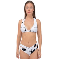 Cat Double Strap Halter Bikini Set