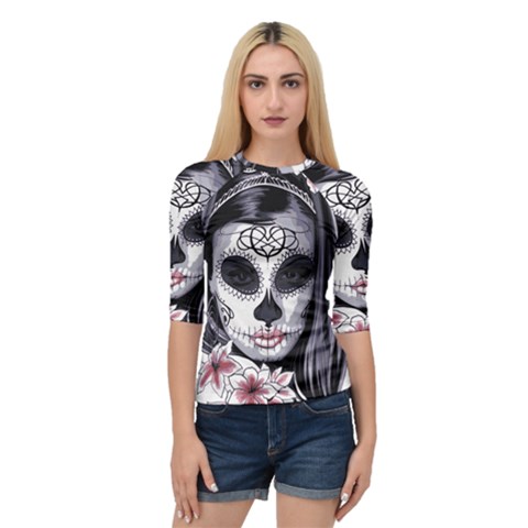 Sugar Skull Quarter Sleeve Raglan Tee by StarvingArtisan