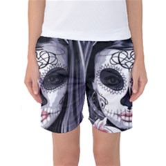 Sugar Skull Women s Basketball Shorts by StarvingArtisan