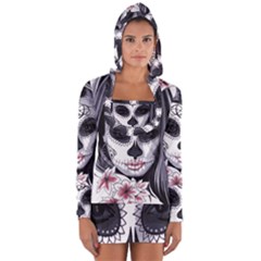 Sugar Skull Long Sleeve Hooded T-shirt by StarvingArtisan