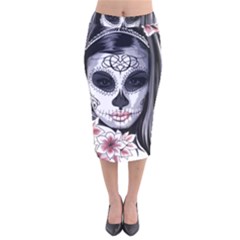 Sugar Skull Velvet Midi Pencil Skirt by StarvingArtisan