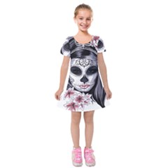 Sugar Skull Kids  Short Sleeve Velvet Dress by StarvingArtisan