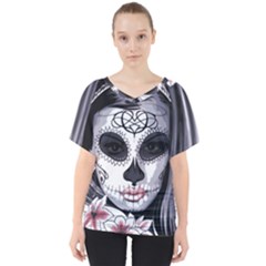 Sugar Skull V-neck Dolman Drape Top by StarvingArtisan