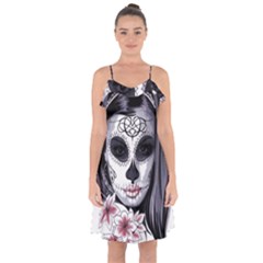 Sugar Skull Ruffle Detail Chiffon Dress by StarvingArtisan