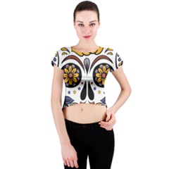 Sugar Skull Crew Neck Crop Top