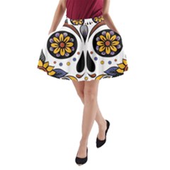 Sugar Skull A-line Pocket Skirt by StarvingArtisan