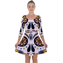 Sugar Skull Quarter Sleeve Skater Dress