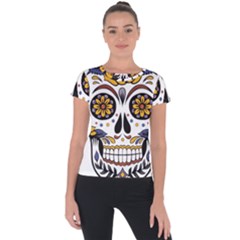 Sugar Skull Short Sleeve Sports Top  by StarvingArtisan