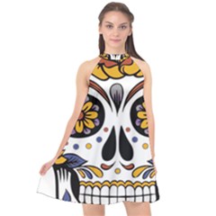 Sugar Skull Halter Neckline Chiffon Dress  by StarvingArtisan