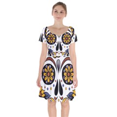 Sugar Skull Short Sleeve Bardot Dress