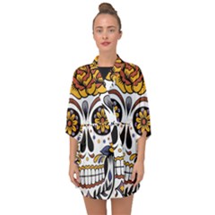 Sugar Skull Half Sleeve Chiffon Kimono