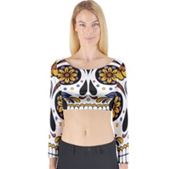 Sugar Skull Long Sleeve Crop Top by StarvingArtisan