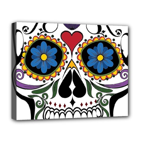 Cranium Sugar Skull Deluxe Canvas 20  X 16   by StarvingArtisan