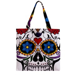 Cranium Sugar Skull Zipper Grocery Tote Bag by StarvingArtisan